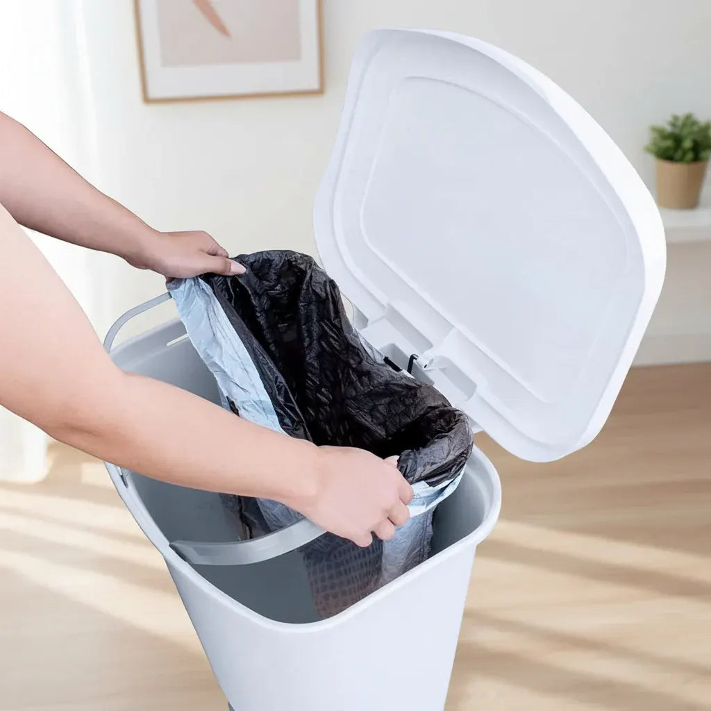 13-Gallon White Kitchen Step Trash Can with Odor Protection Lid