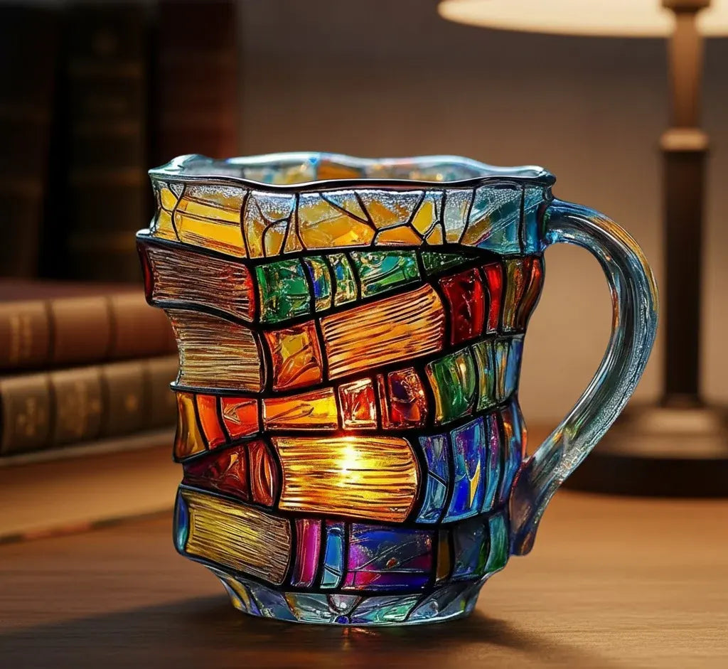 3D Book-Shaped Glass Coffee Mug - Literary Themed Novelty Gift Cup