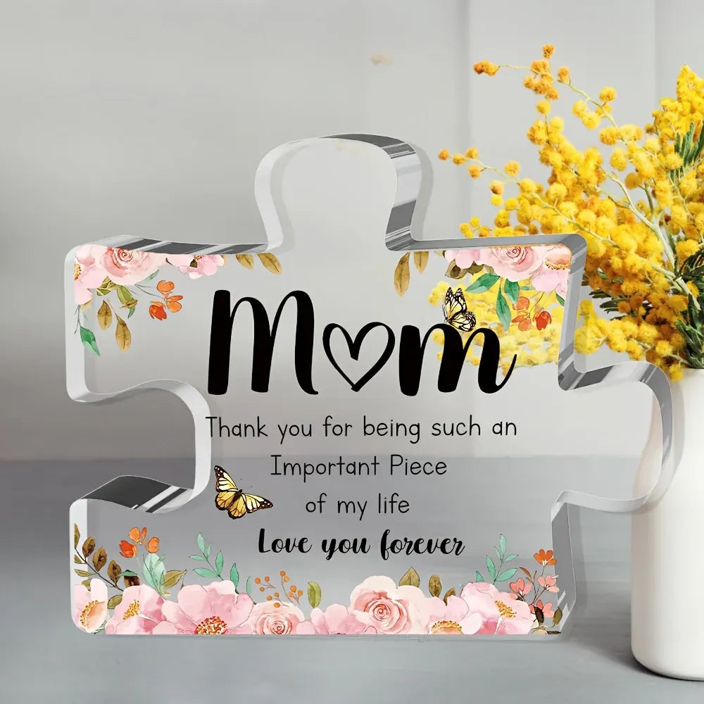 Acrylic Puzzle-Shape Keepsake Plaque for Mother's Day Gift