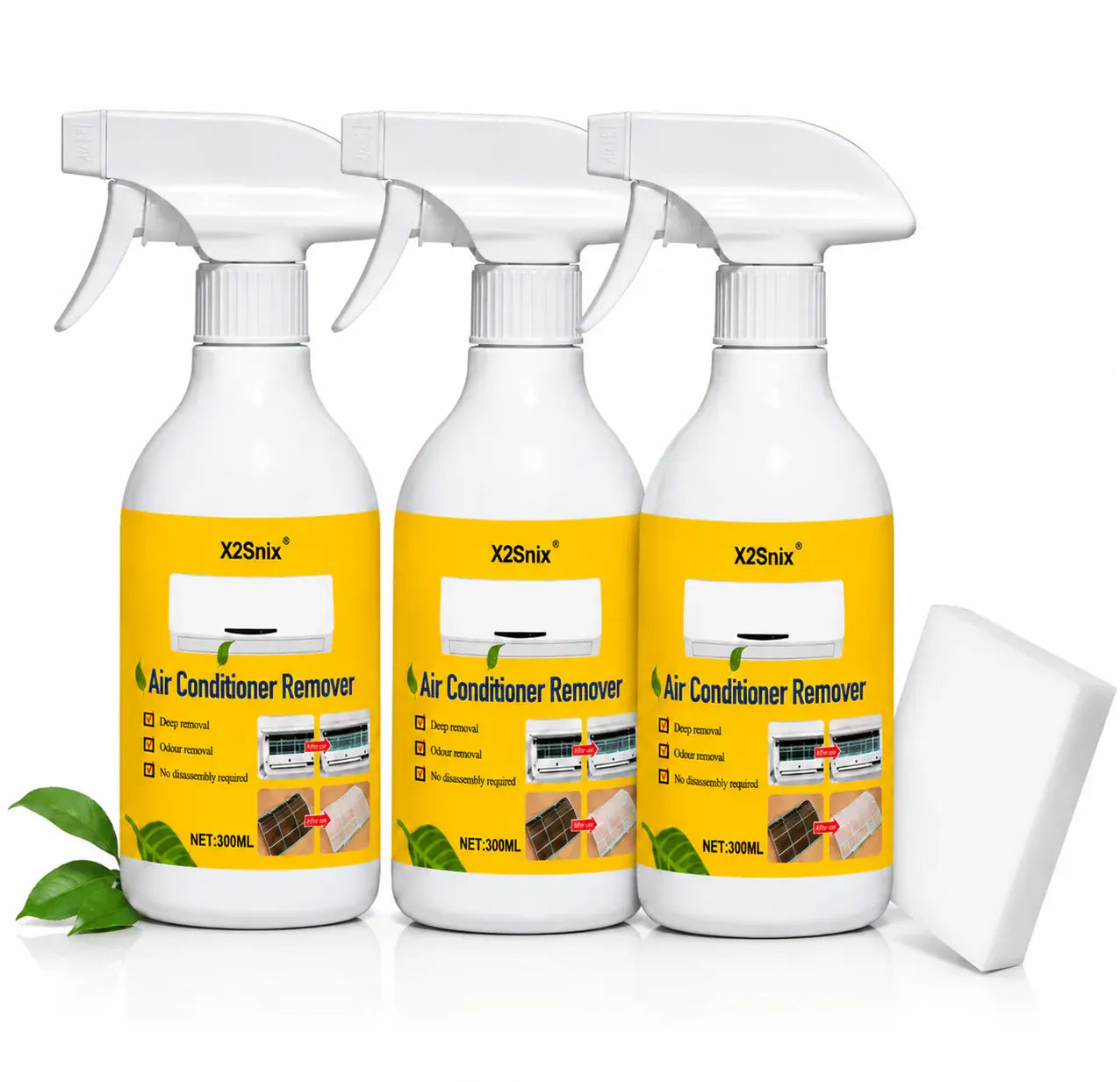 Air Conditioner Cleaning Spray Kit with Sponge - Pack of 3 Bottles