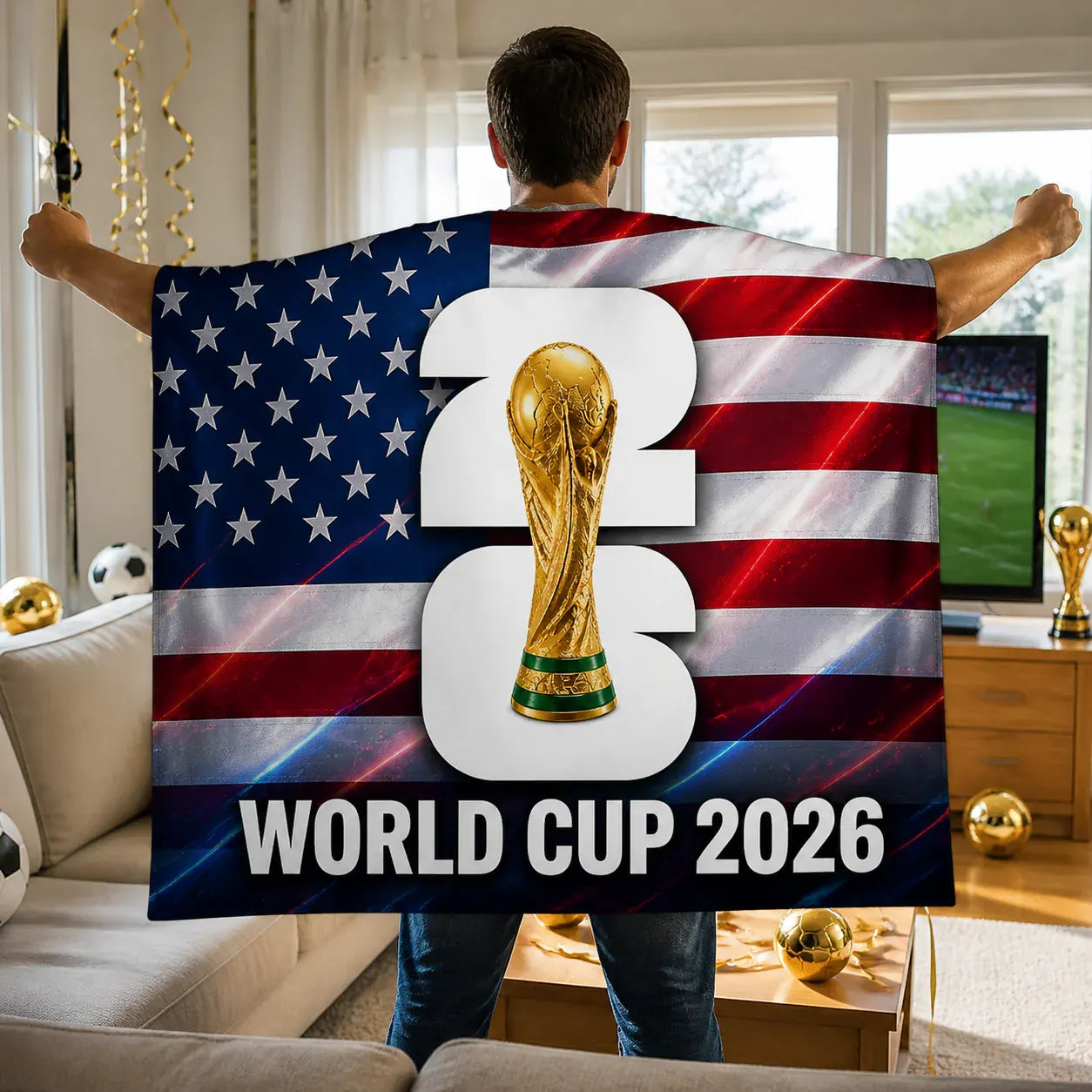 American Flag Cape for World Cup Fans - Versatile Sports Banner Wrap