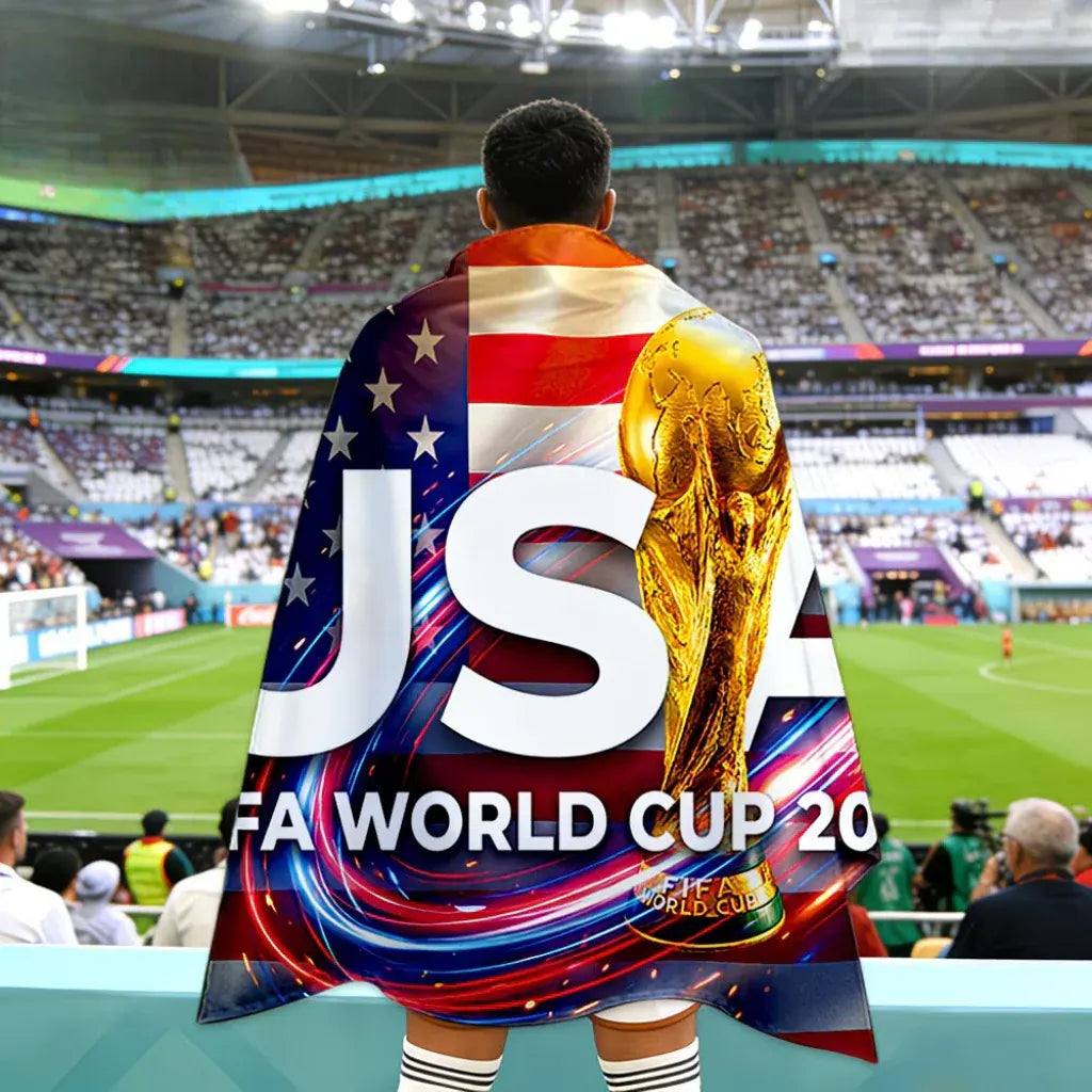 American Flag Soccer Supporter Cape - World Cup Fan Gear Game Day Banner