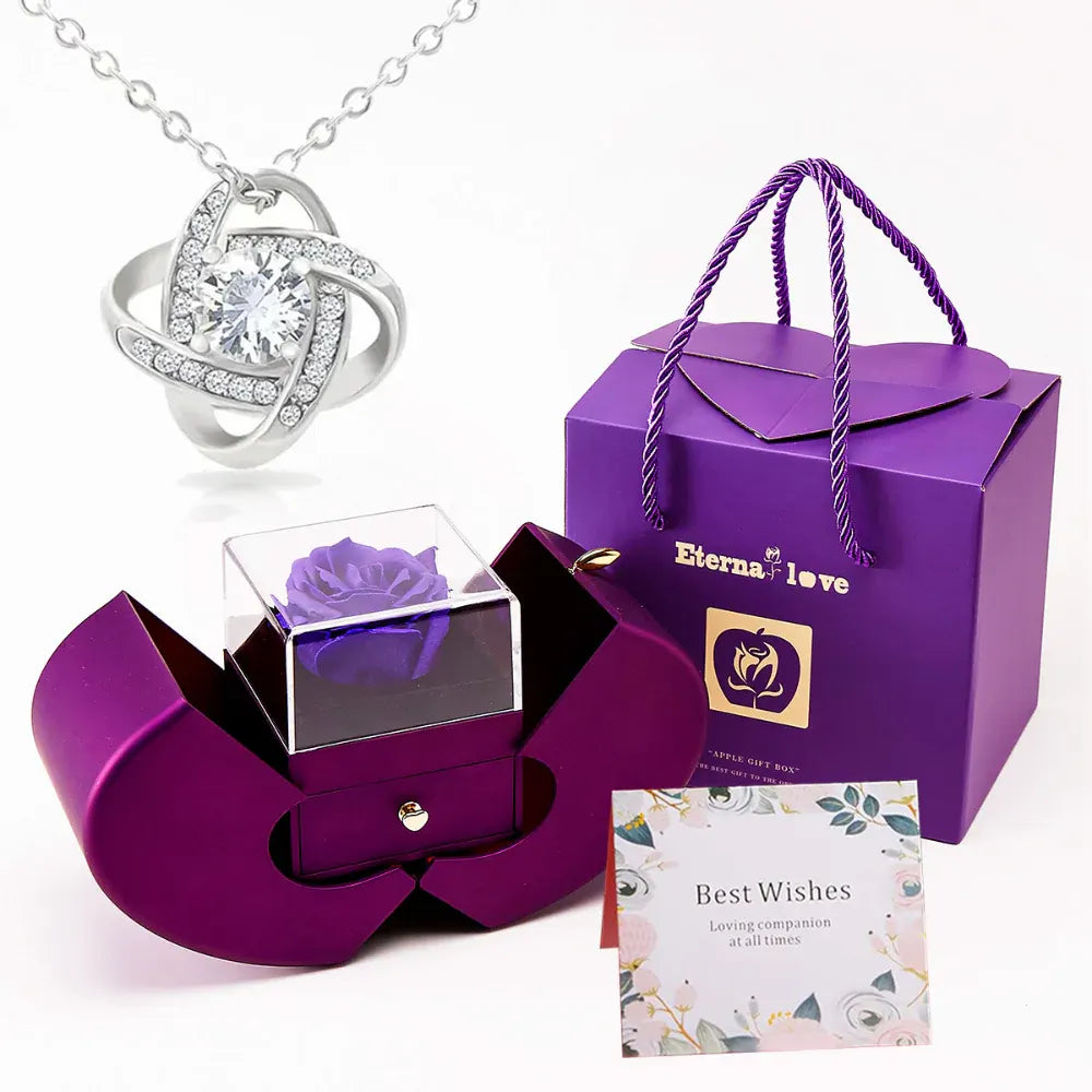 Apple-Shaped Rose Flower Jewelry Gift Box with Soap Petals