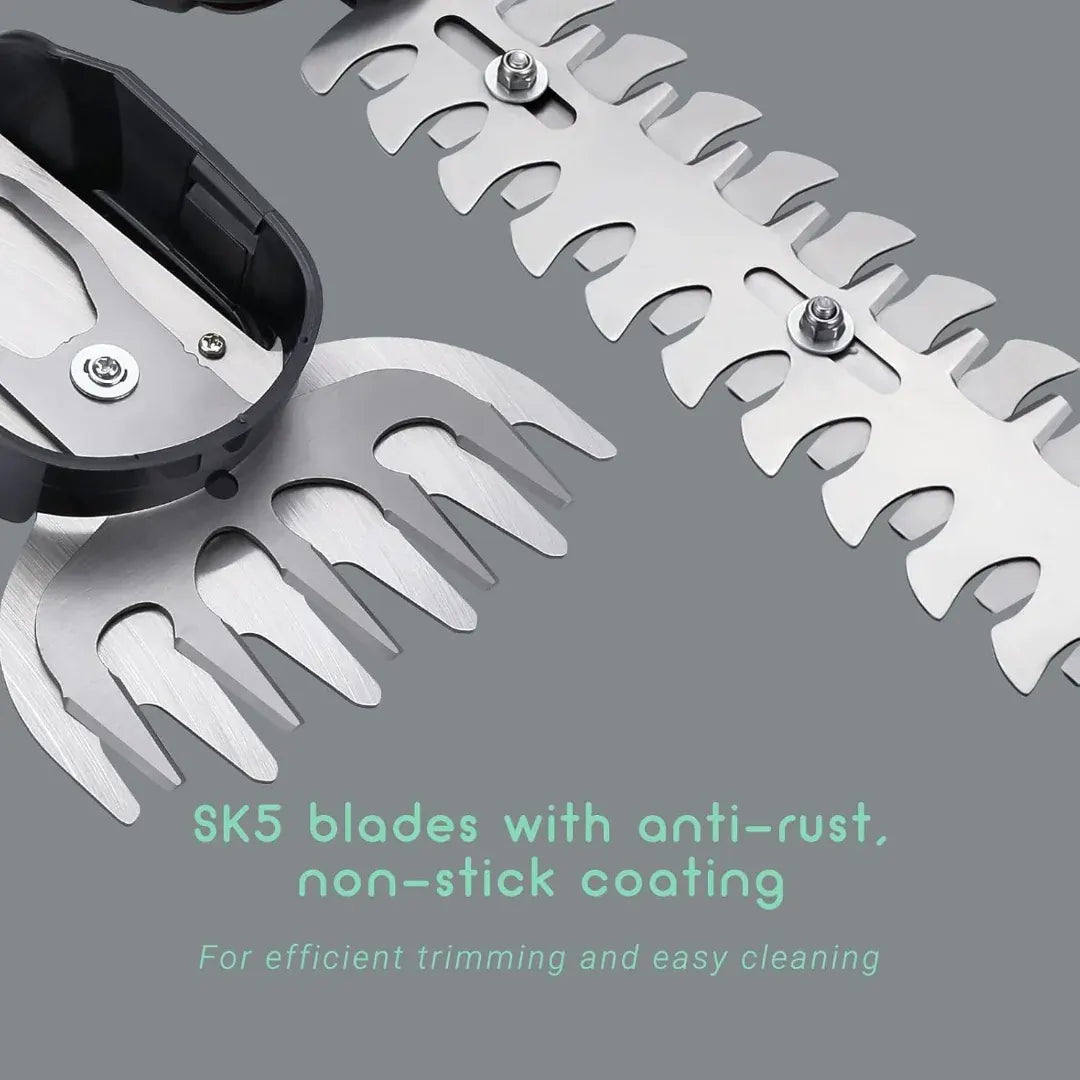 Battery-Powered Cordless Hedge Trimmer with Dual-Handle Design
