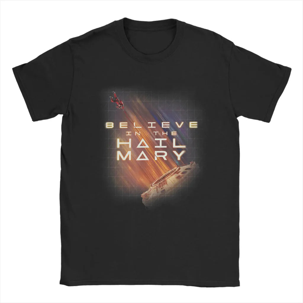 Casual Graphic Tee with Funny Rocket Space Print Design
