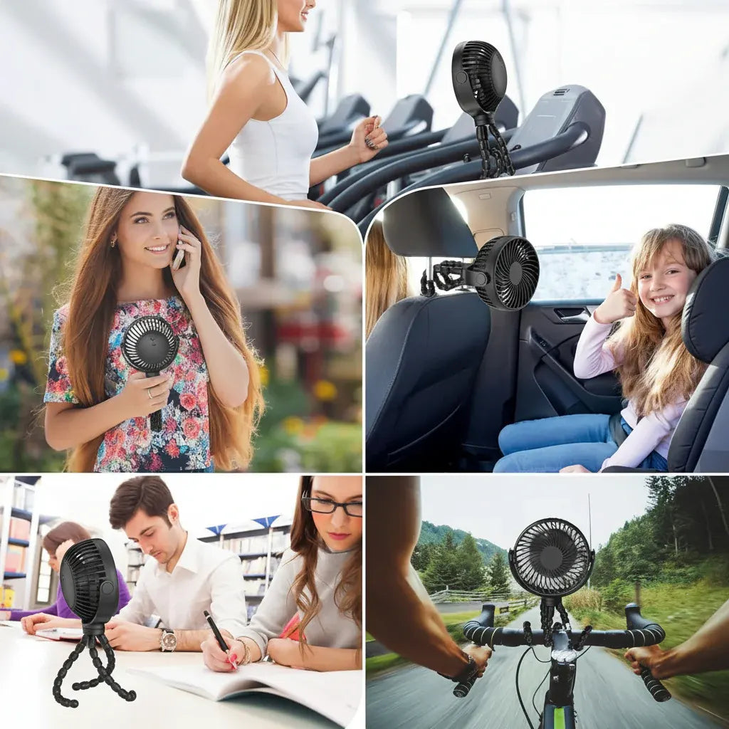 Clip-On Battery Powered Fan for Strollers and Portable Use
