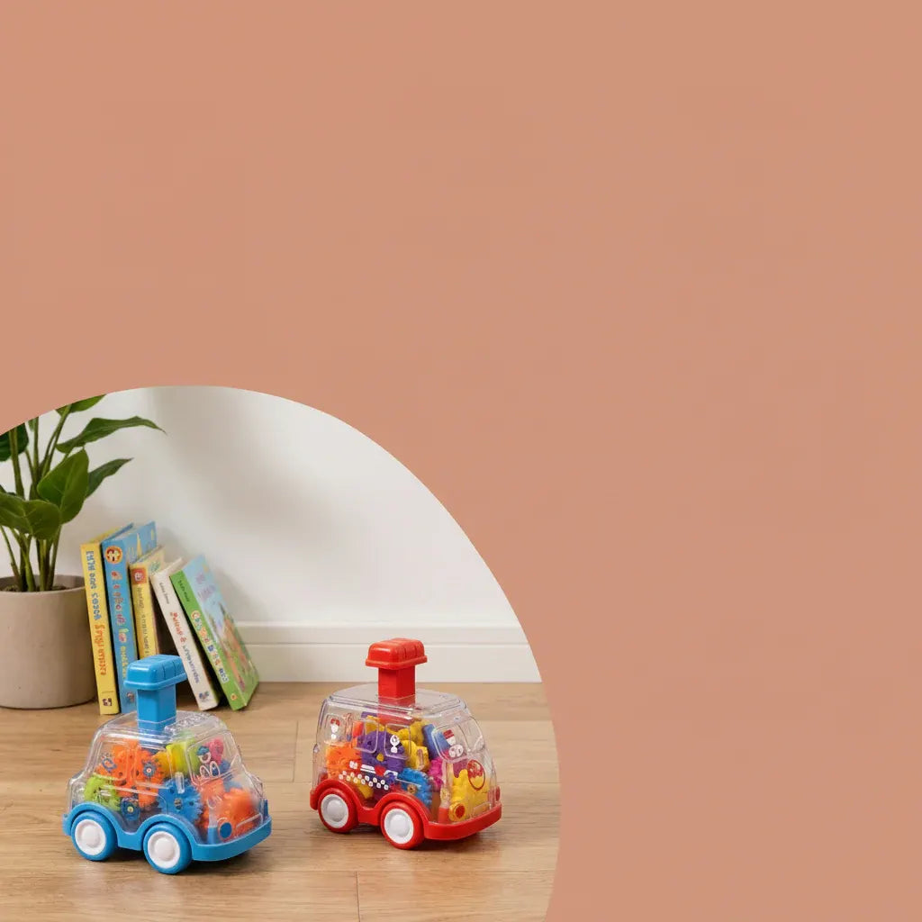 Colorful Educational Gear Mechanism Push-and-Go Toy Cars for Kids