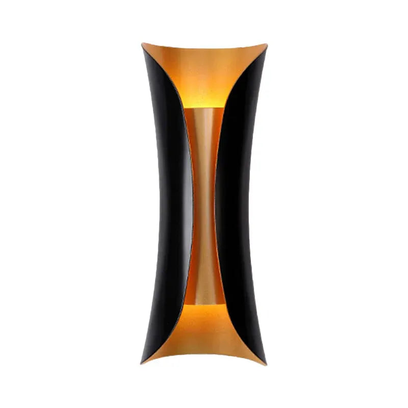Contemporary Curved Wall Sconce – Black Metal Indoor Light Fixture