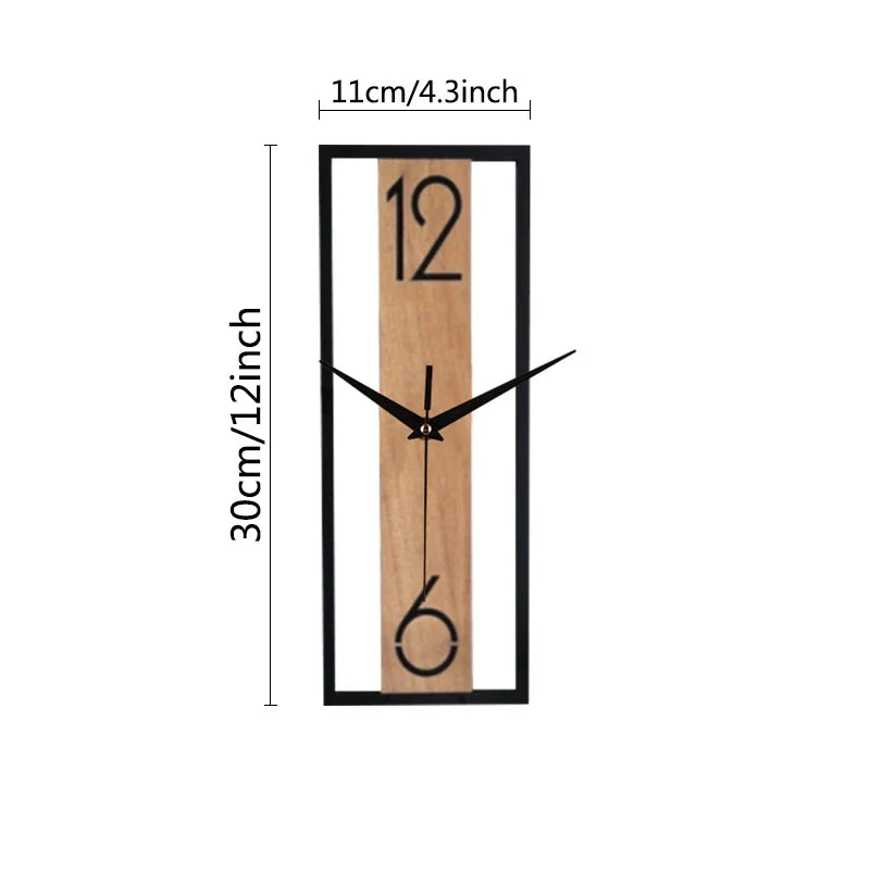 Contemporary Rectangular Wall Clock with Slim Wood-Grain Frame