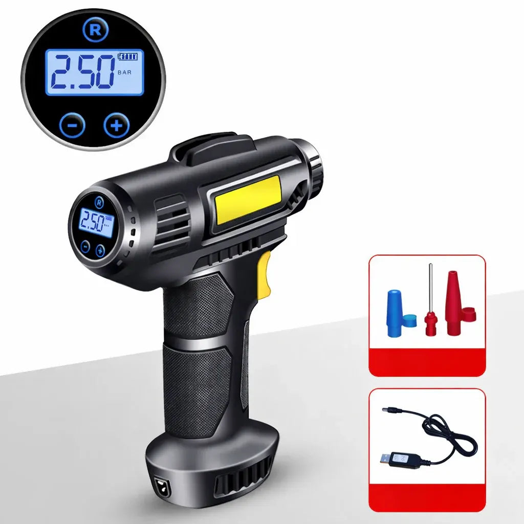 Cordless Portable Tire Inflator with Auto-Stop Air Pump