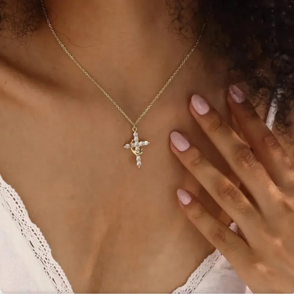 Crown Cross Pendant Necklace – Faith-Inspired Mother's Day Jewelry Gift