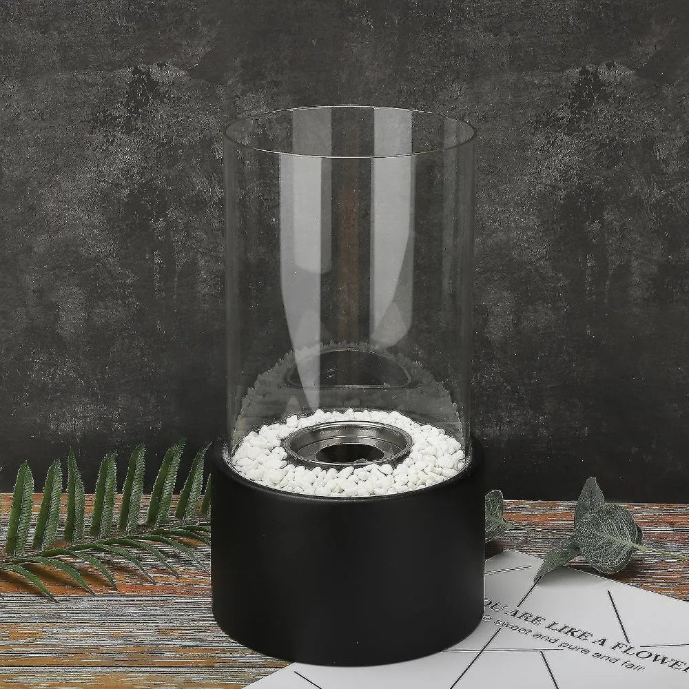 Decorative Indoor Tabletop Oil Lamp with Flame Accent