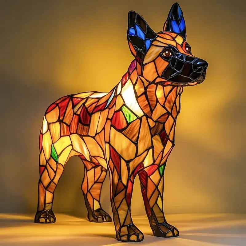 Decorative Resin Dog Figurine Table Lamp with Accent Light