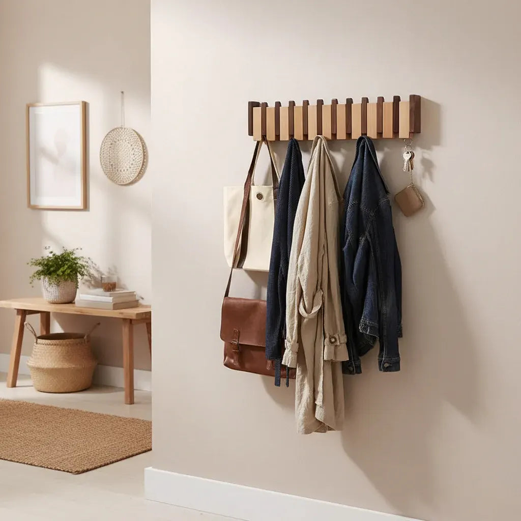 Decorative Wooden Wall-Mounted Hook Rack