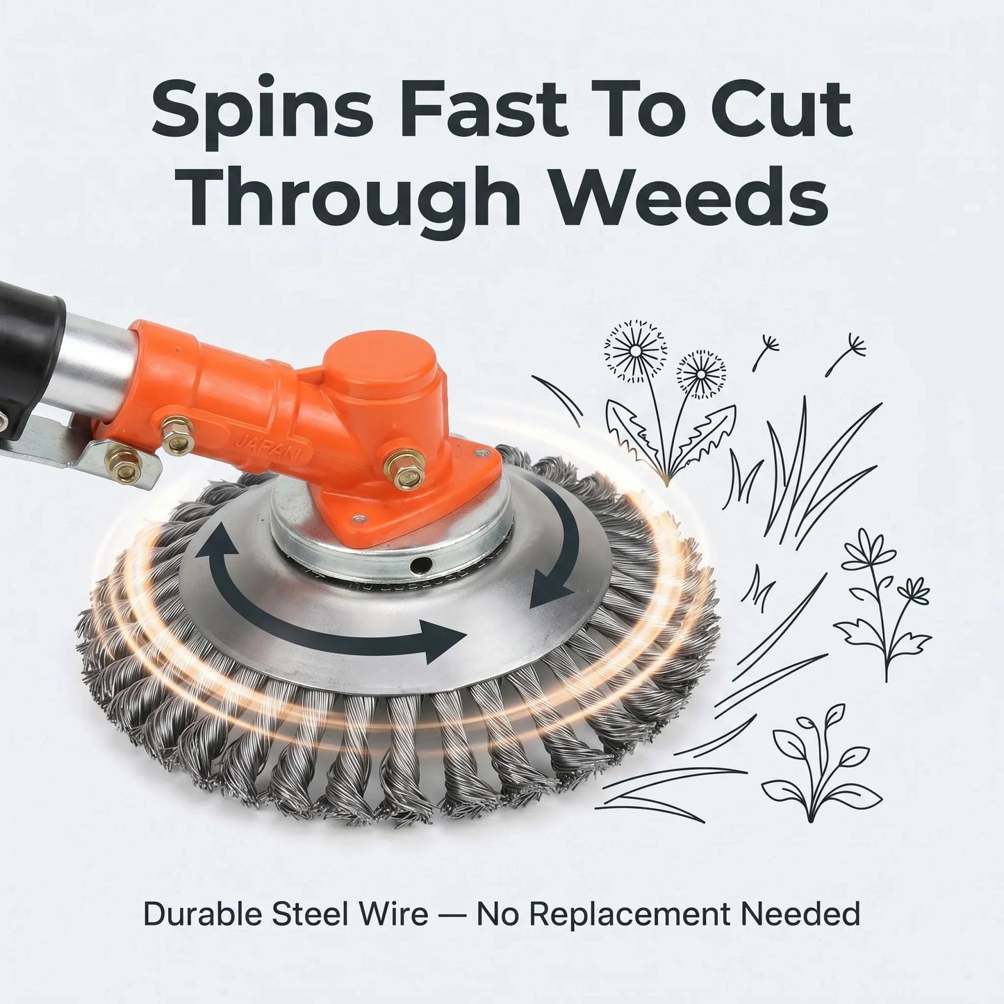 Durable Carbon Steel Weed Removal Attachment for Trimmers