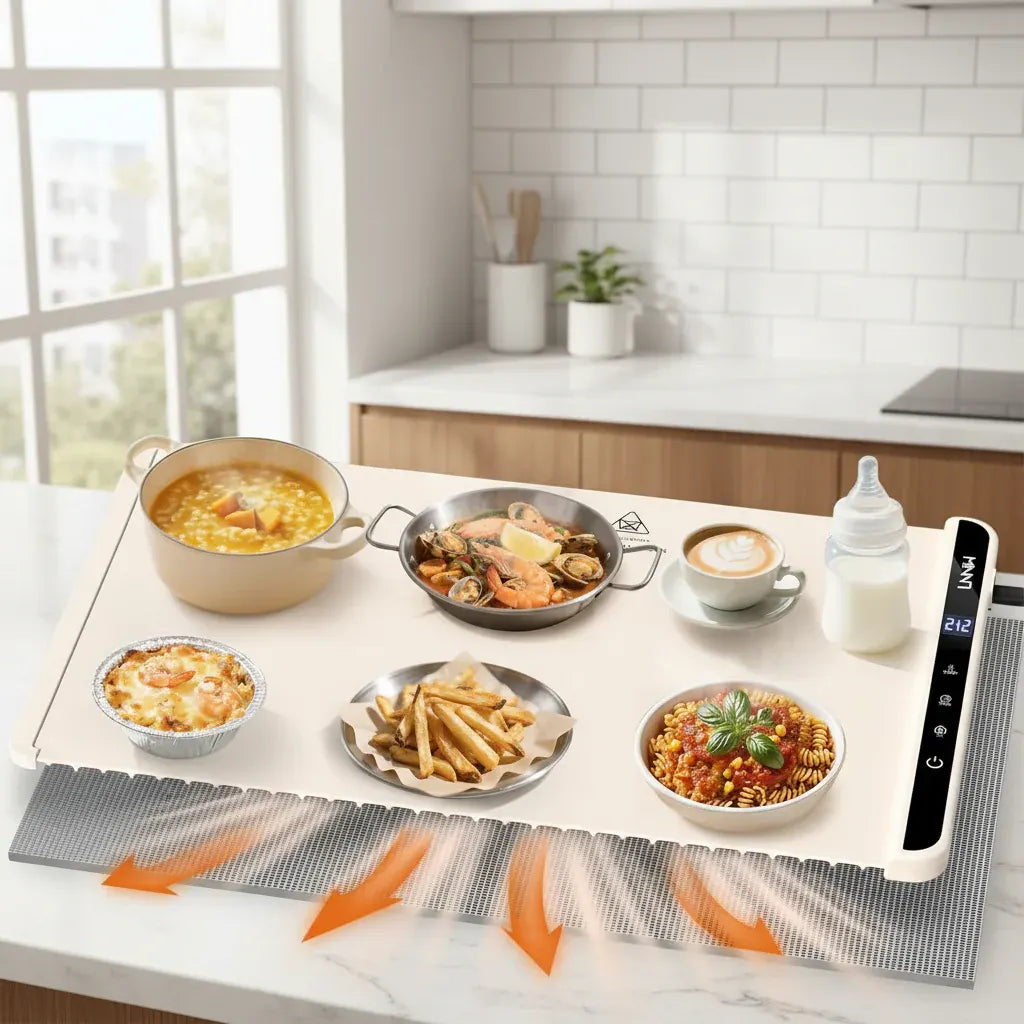 Electric Tabletop Food Warming Mat with Heat-Resistant Serving Surface
