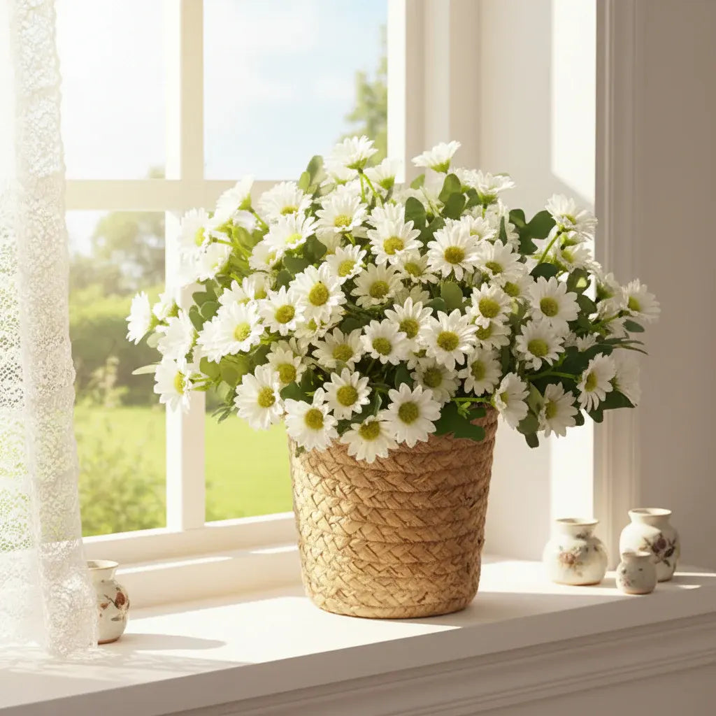 Faux Daisy Bouquet Table Centerpiece for Mother's Day Decor