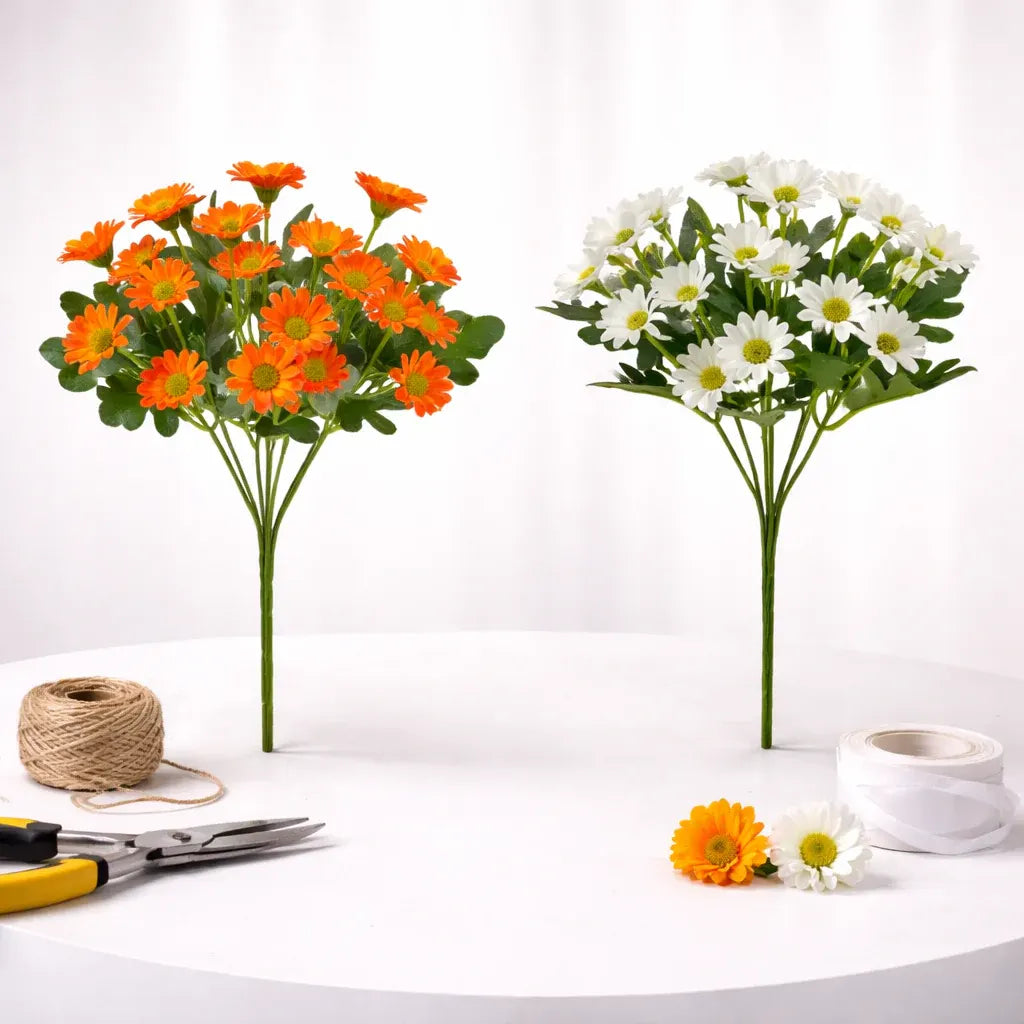 Faux Daisy Flower Arrangement – Tabletop Home Decor Mother's Day Gift