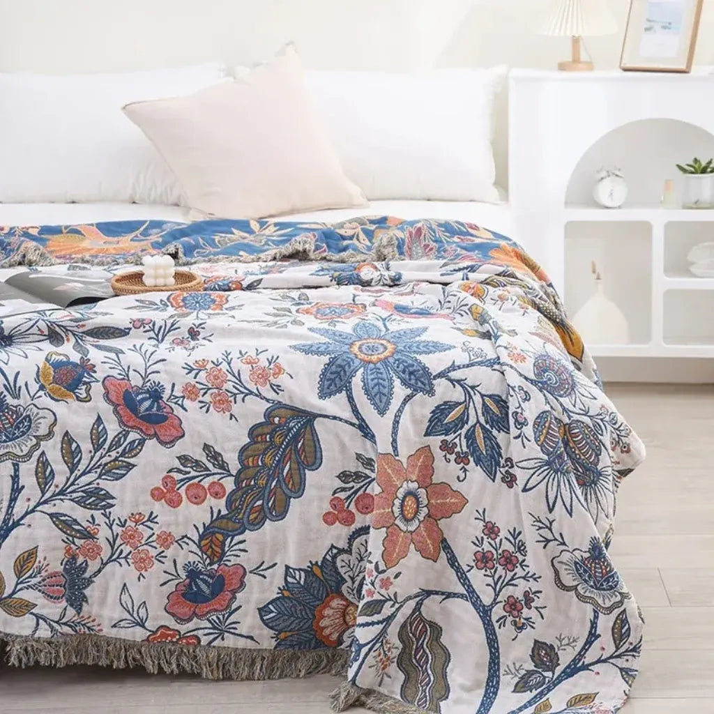 Floral Boho Cooling Throw Blanket for Sofa