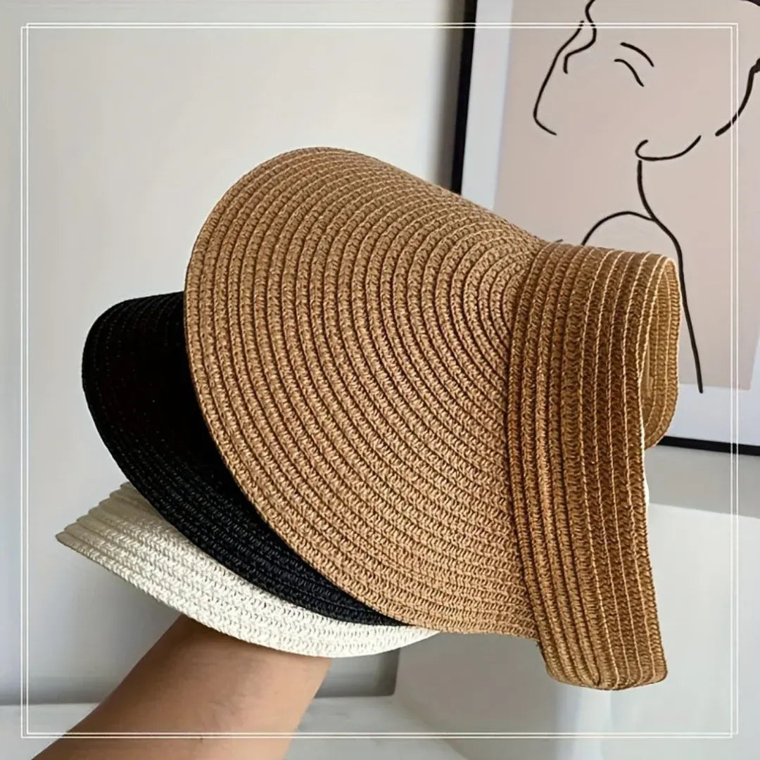 Foldable Wide Brim Straw Sun Visor Hat
