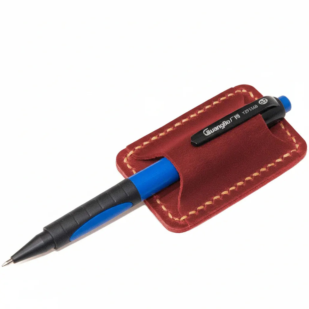 Full Grain Hand-Stitched Leather Journal Pen Holder Clip Accessory