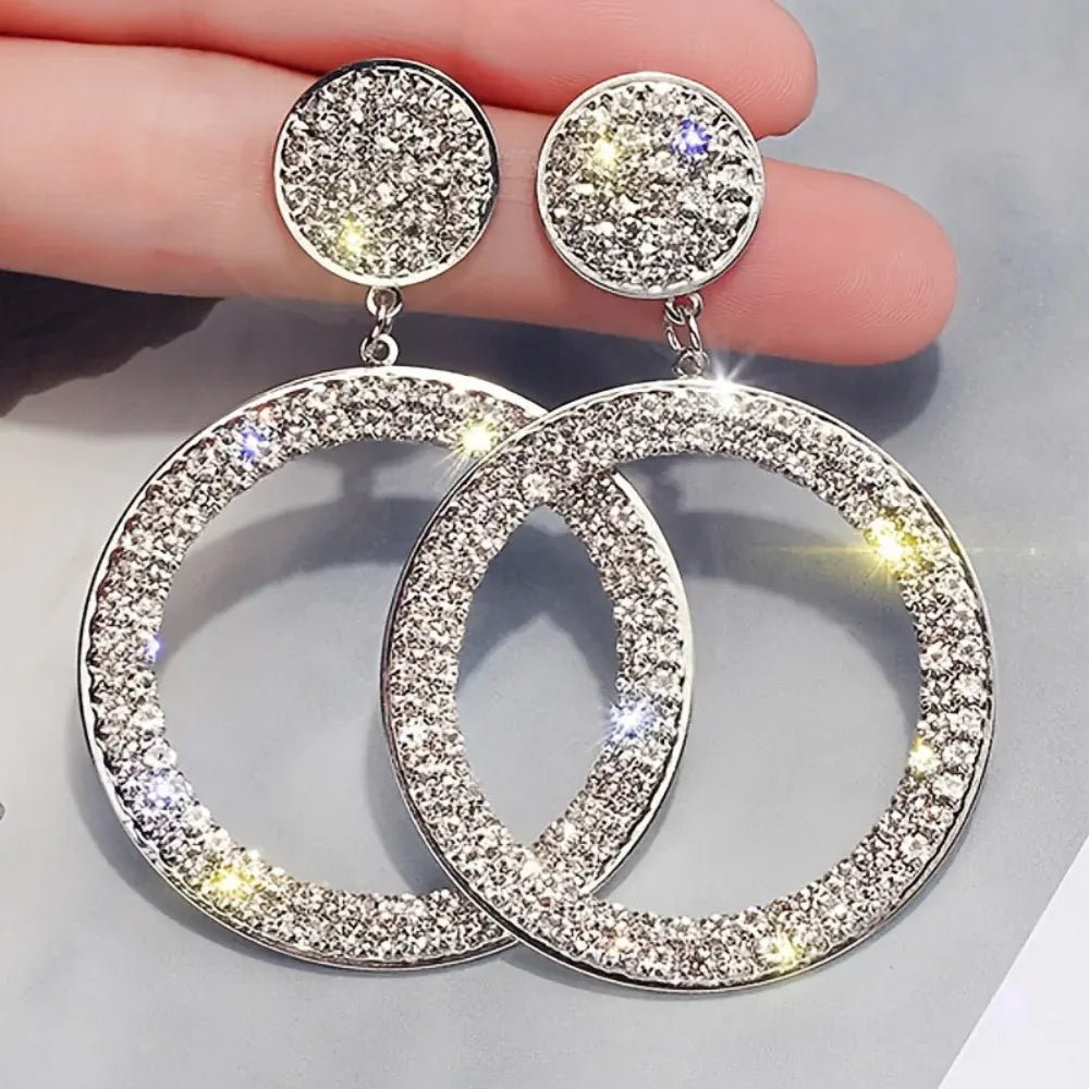 Gold Rhinestone Hoop Statement Earrings – Mother's Day Gift Jewelry