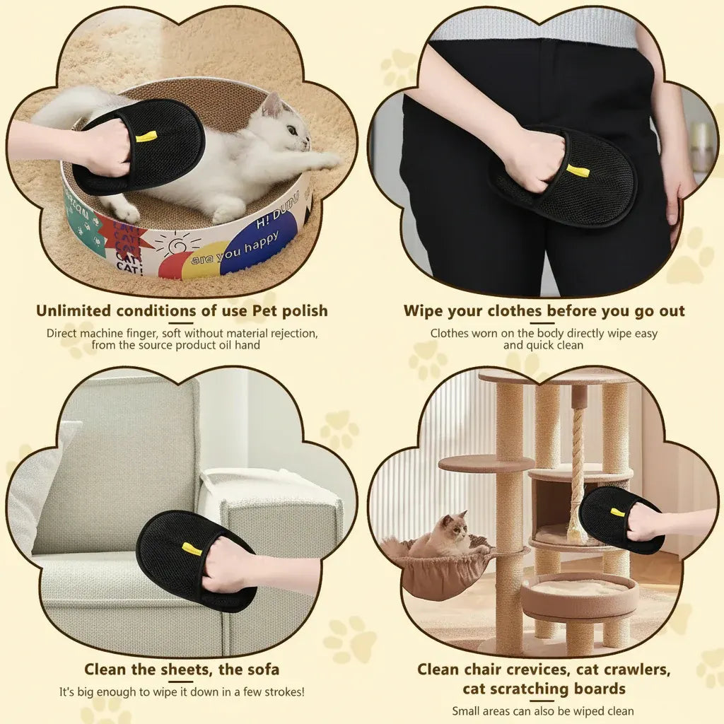 Grooming Glove for Removing Pet Hair from Furniture, Clothes & Carpet