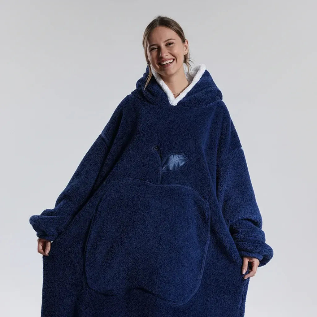 Hooded Wearable Fleece Blanket - Cozy Winter Throw with Sleeves