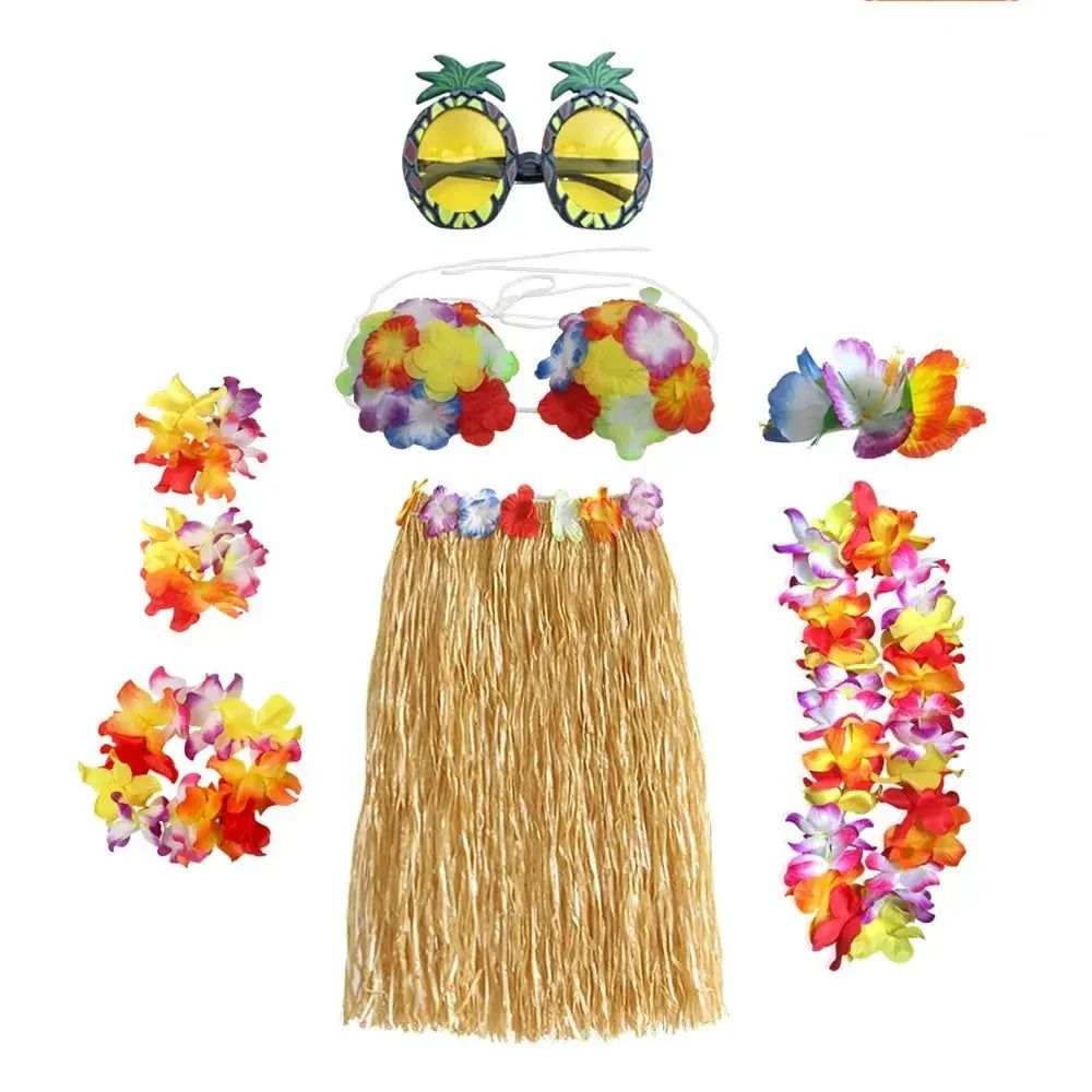 Hula Girl Tropical Party Costume Set for Halloween