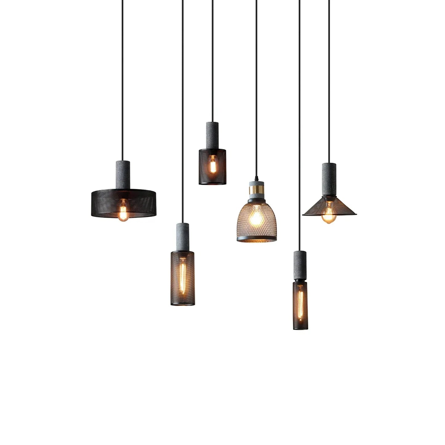 Industrial Concrete Pendant Light with LED Hanging Fixture