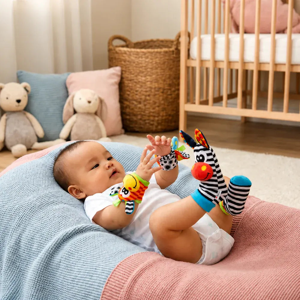 Infant Sensory Rattle Sock & Wristband Set