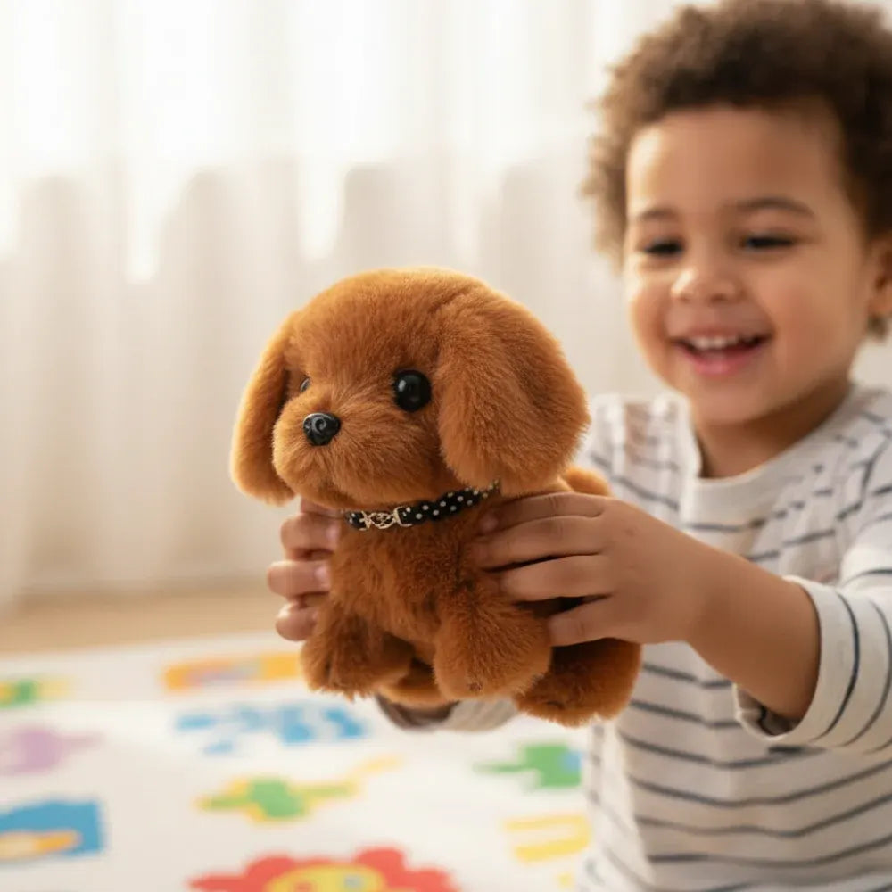 Interactive Plush Puppy Robot with Barking Motion Feature