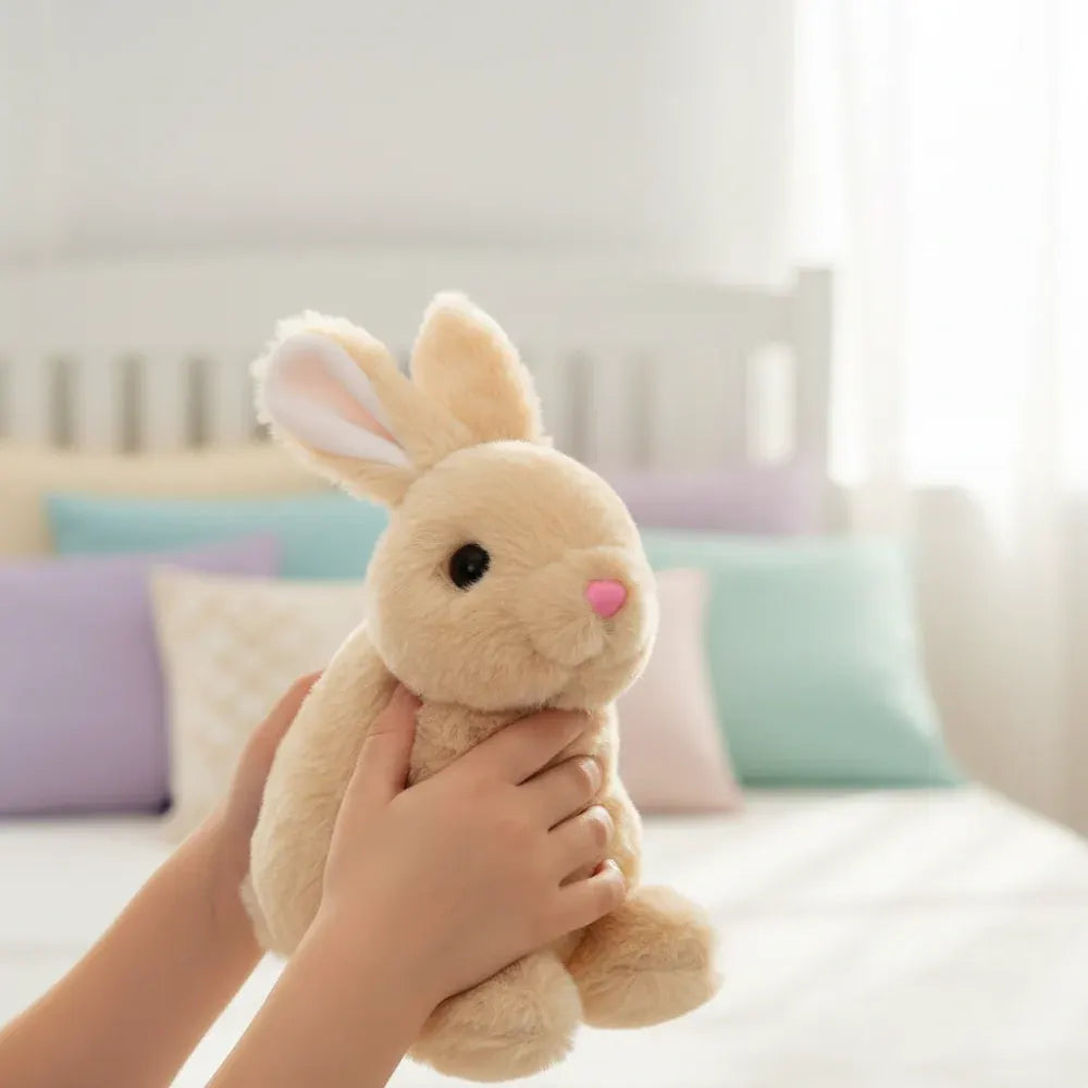 Interactive Realistic Bunny Plush Toy with Responsive Feedback for Kids