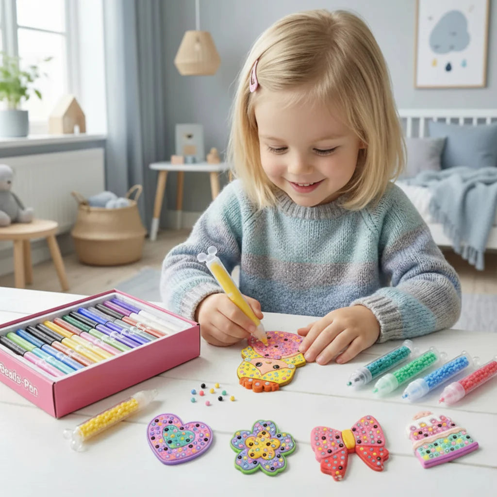 Kids Creative Bead Art Craft Kit – Painting Activity Set