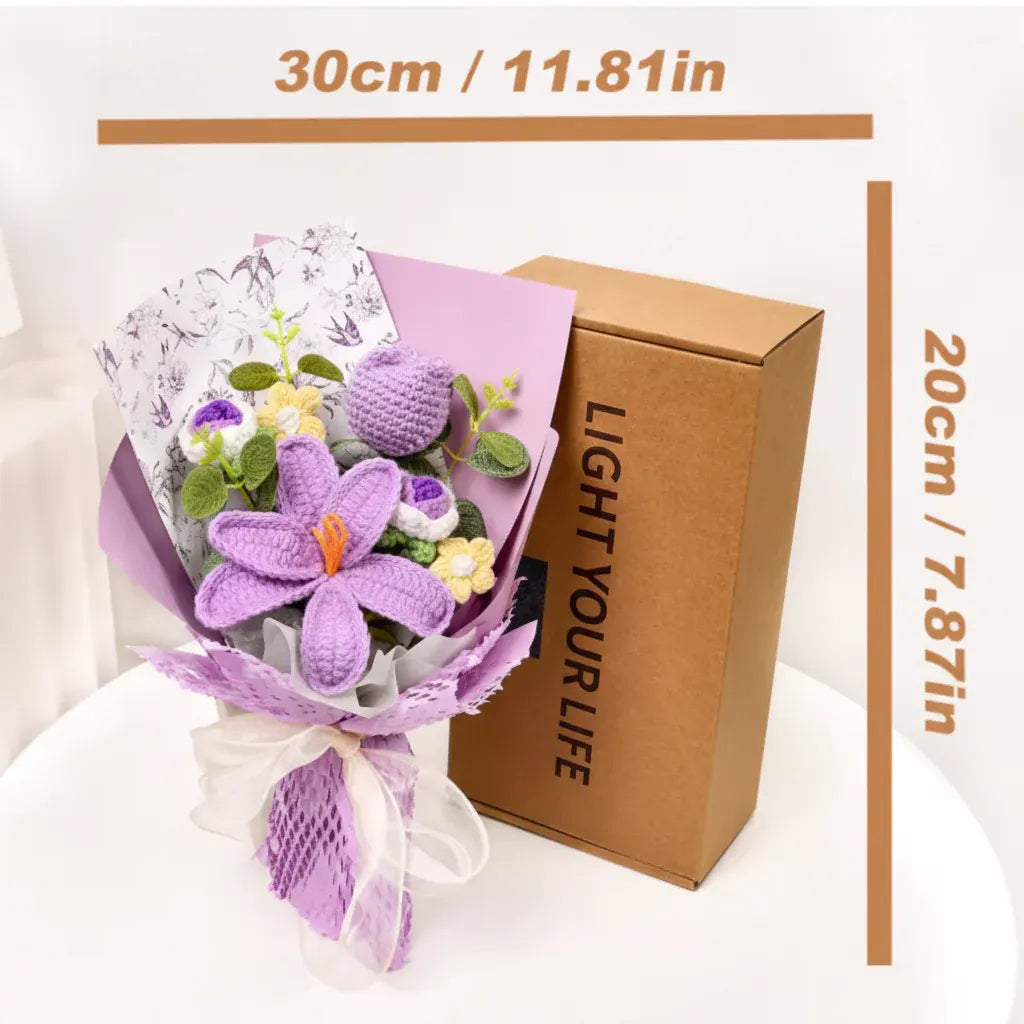 Knitted Tulip Flower Bouquet Handmade Home Decor Display