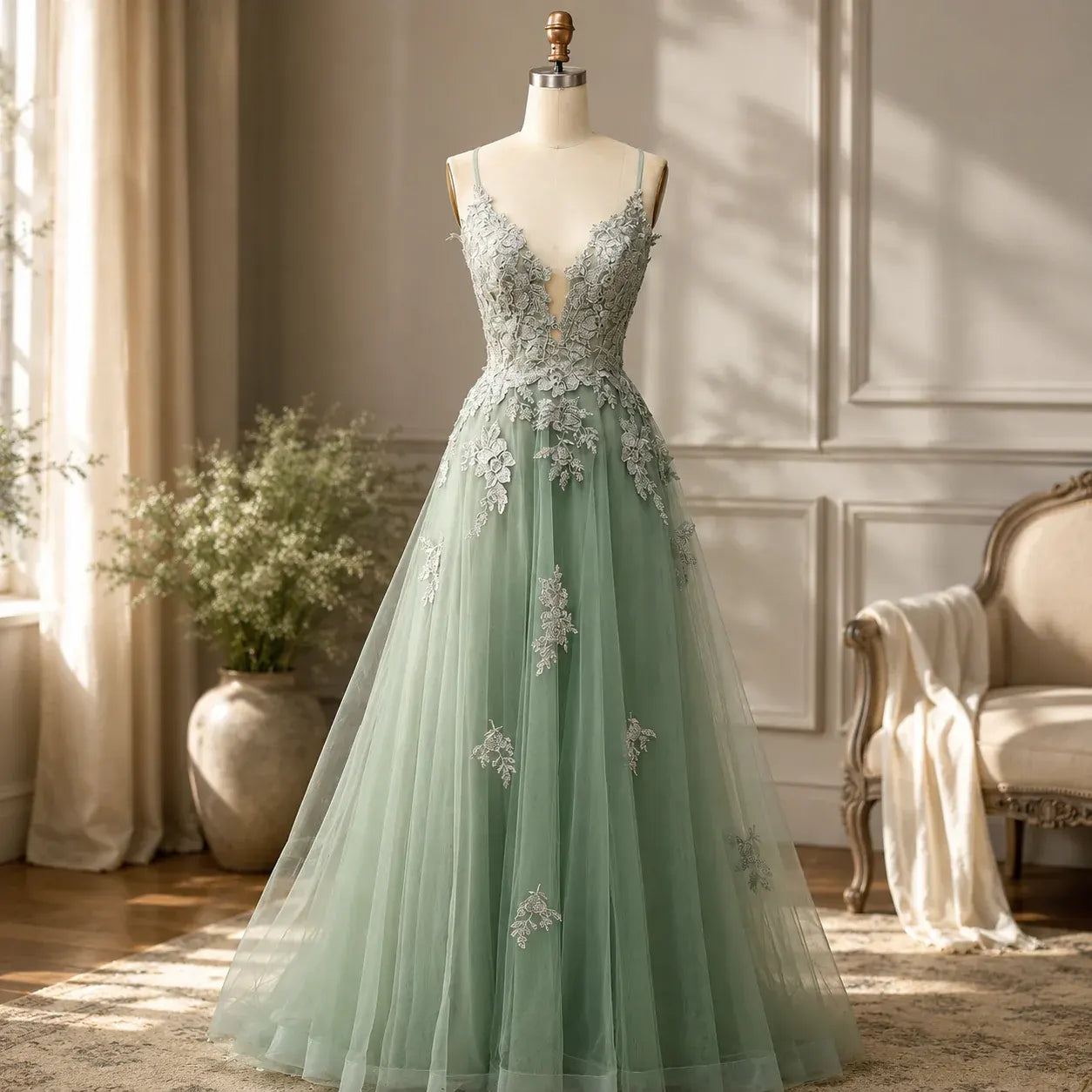 Lace-Up Formal Evening Gown for Women's Prom Occasions
