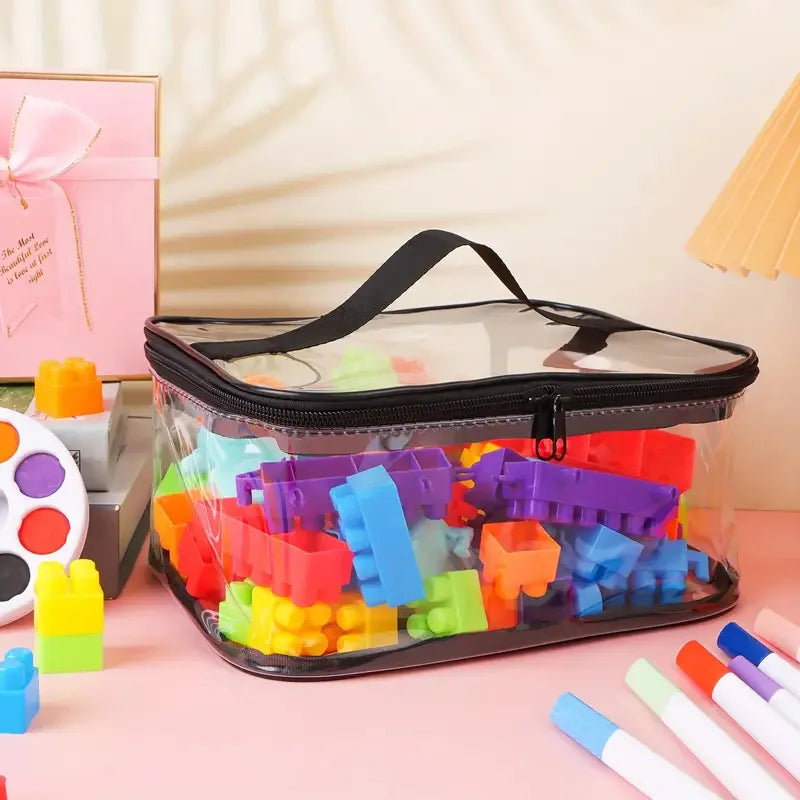 Large Capacity Clear Mesh Storage Bag for Toys, Puzzles & Building Blocks