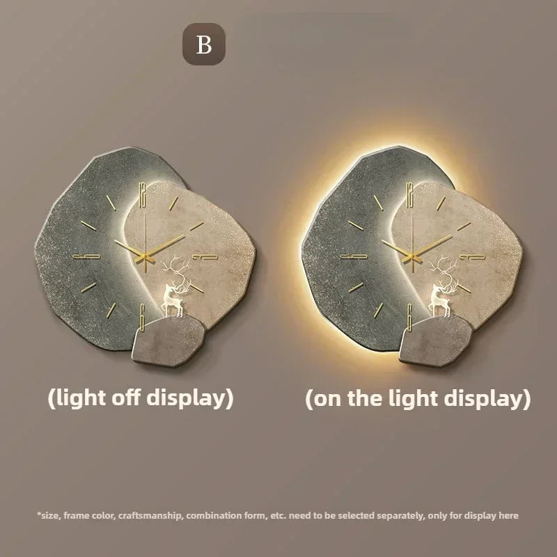 Large Modern Wall Clock with Silent Quartz Movement & LED Illumination