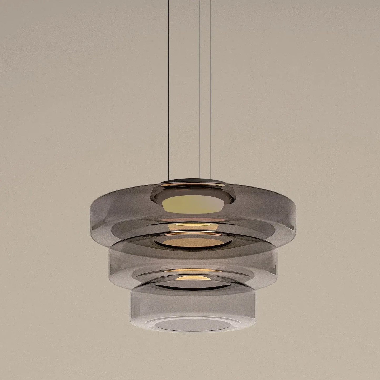 Layered Glass LED Pendant Light in Bauhaus Design – Modern Hanging Lamp