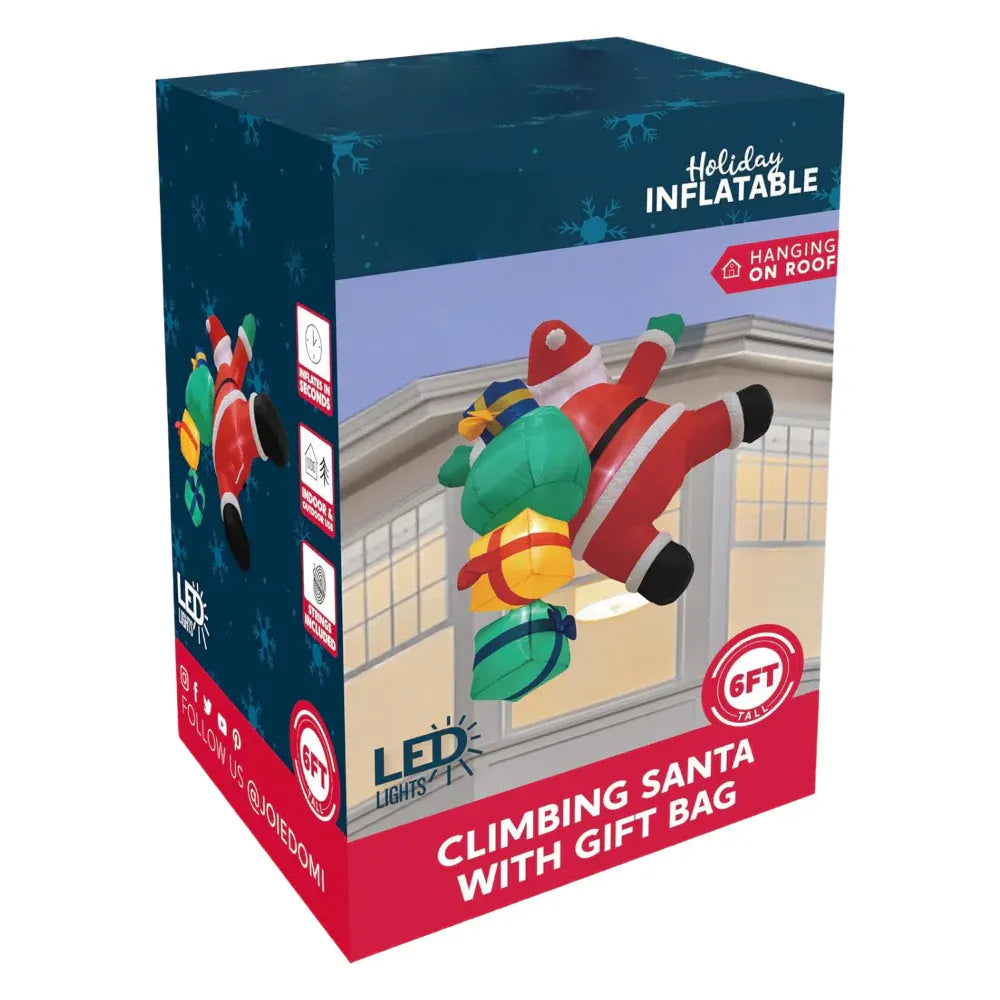 LED Lighted Santa Claus Climbing Ladder Inflatable Outdoor Christmas Decoration