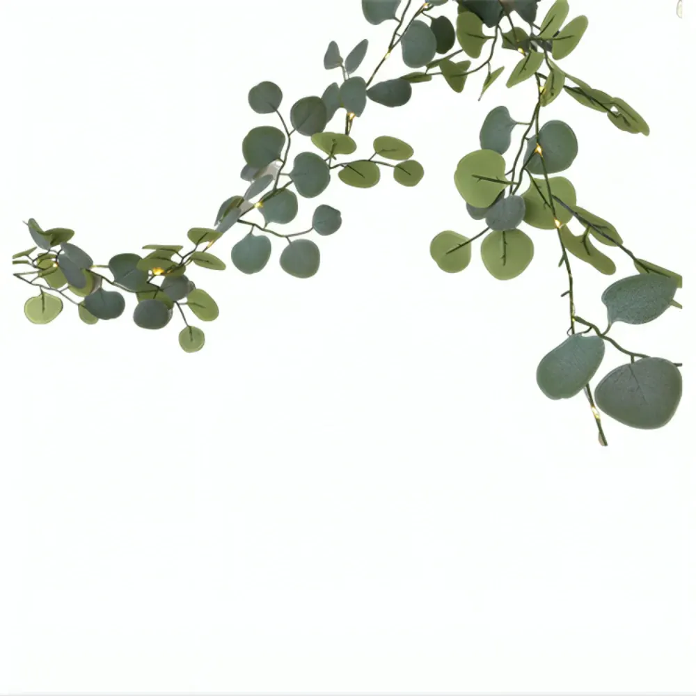 LED String Lights with Eucalyptus Rattan Garland for Mantel Decor Accent