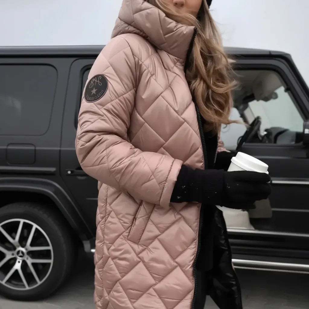 Lightweight Quilted Hooded Coat for Cold Weather - Warm & Stylish Fit