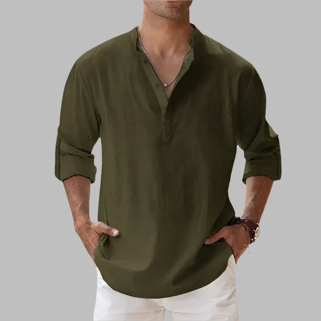 Men's Relaxed-Fit Casual Summer Button-Up Shirt