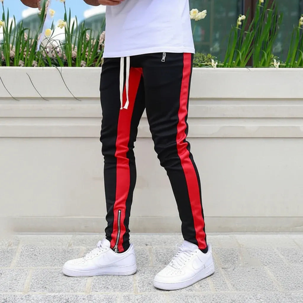 Men's Slim-Fit Joggers with Side-Stripe Athletic Sweatpants Design