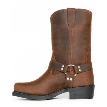 Men's Slip-On Harness Boots, Oil-Resistant Motorcycle Footwear