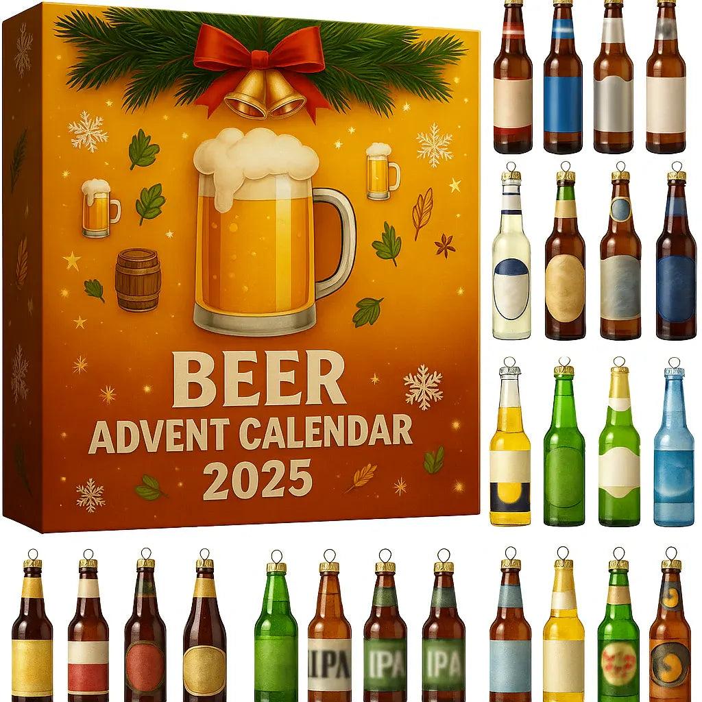 Mini Beer Bottle Advent Calendar Holiday Ornament Set