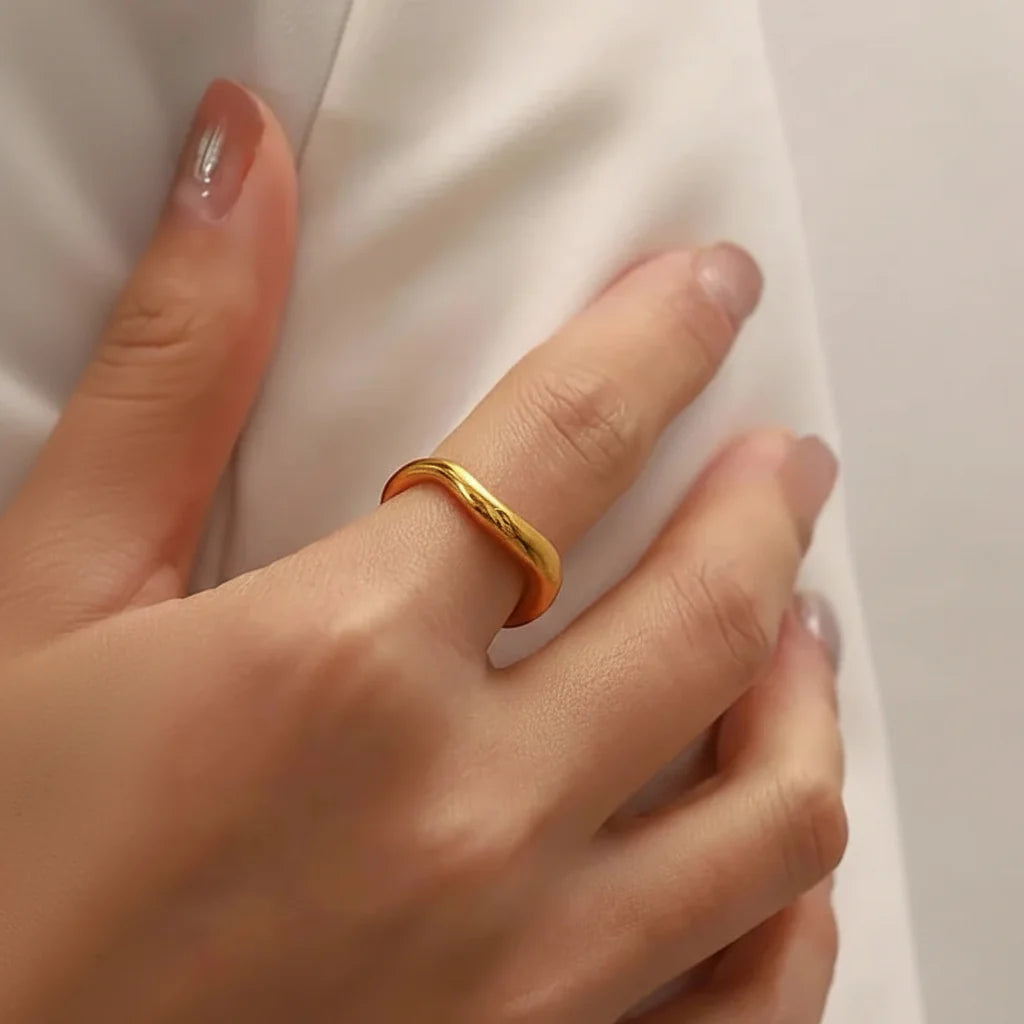 Minimalist Gold Stainless Steel Stacking Ring for Everyday Wear