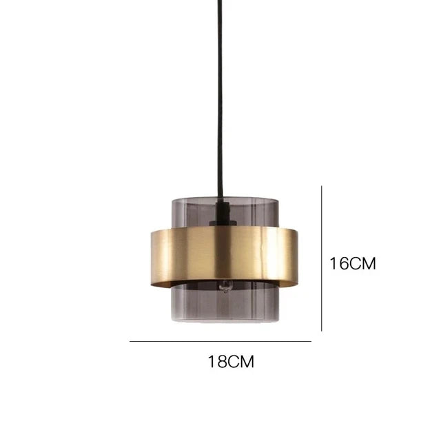 Modern Brass Cylinder Pendant Light with Nordic Glass Design