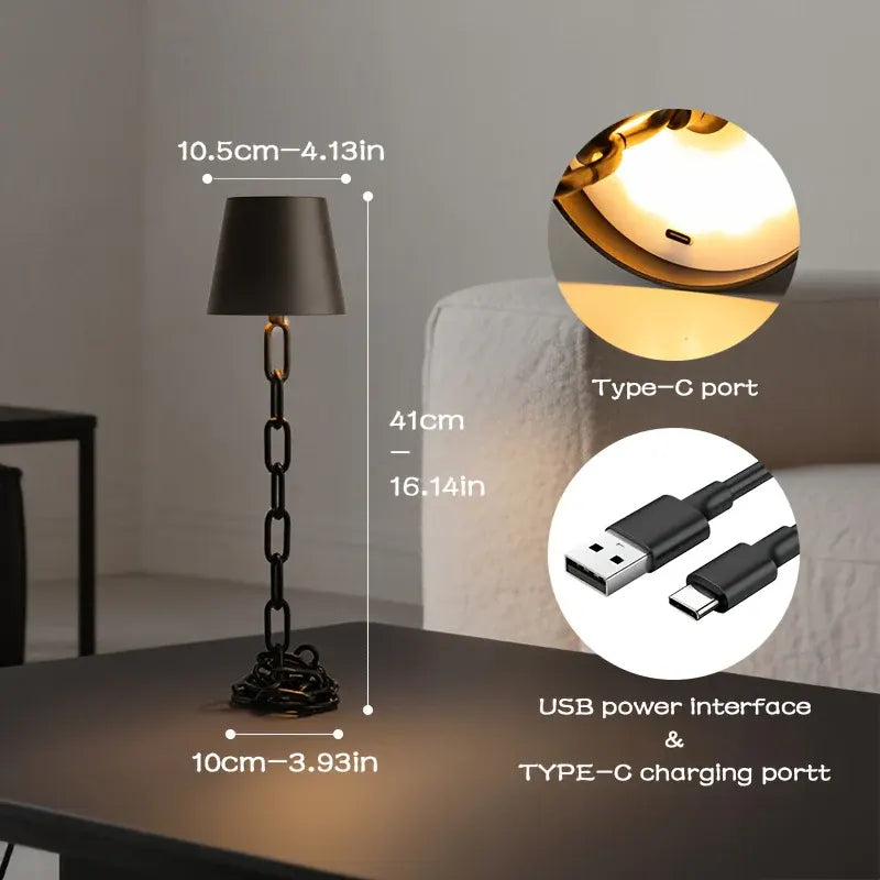 Modern Chain-Link Rechargeable Touch LED Table Lamp