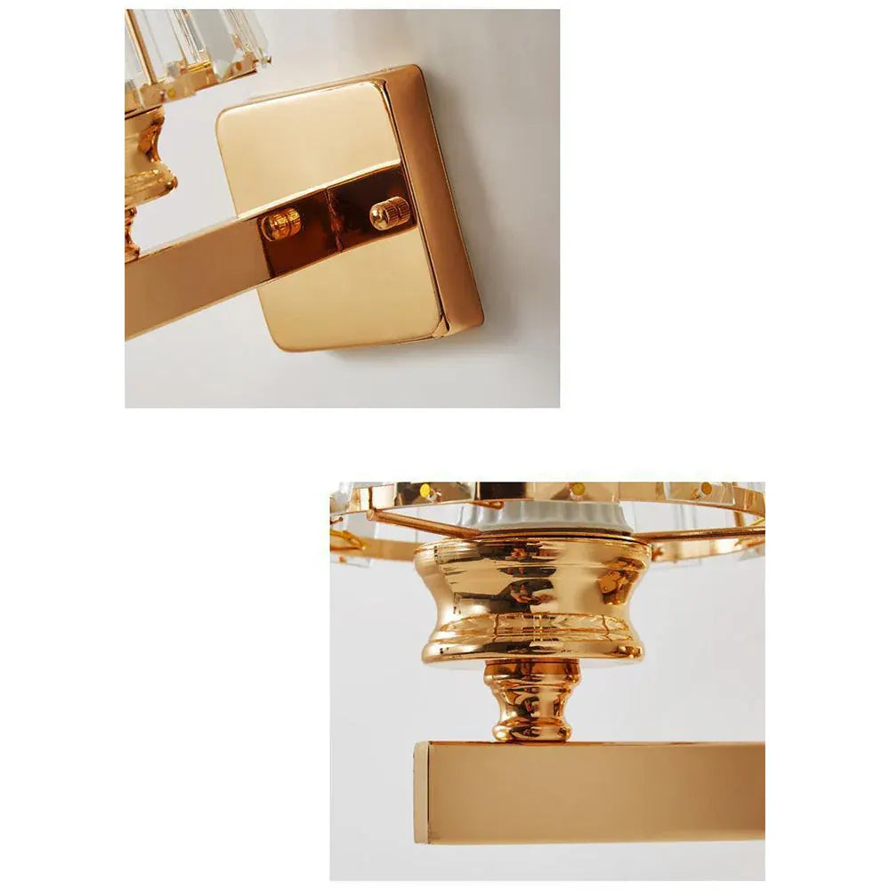 Modern Glass & Iron Crystal Sconce Wall Light Fixture